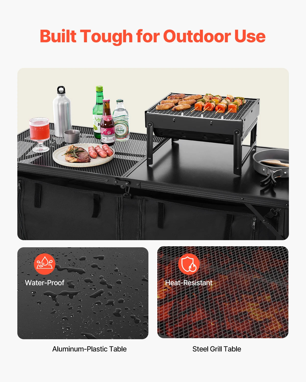 Camping Kitchen Table Outdoor Cooking Station For BBQ
