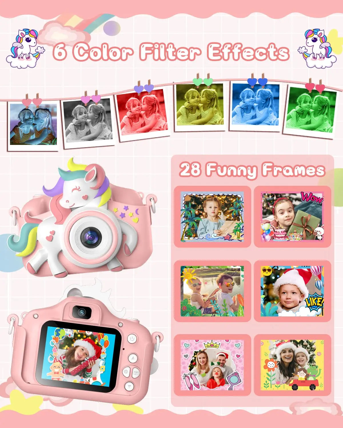 Kids Mini Camera, 20.0 MP 1080P HD Digital Camera, 2.0" Screen Camcorder Toy with 32GB Card for 6-12 Year Olds, Makes a great Holiday or Birthday Gift