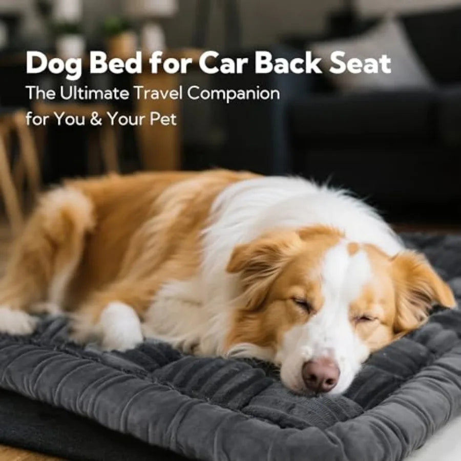 Backseat Pet Bed for Car, Plush Seat Cover, Non-Slip Travel Mat and Backseat Extender