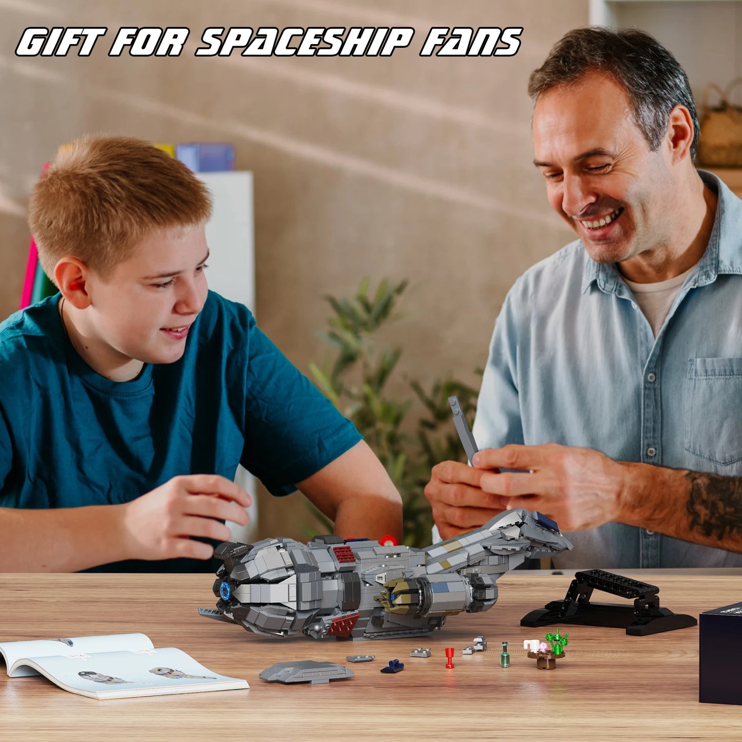 Spaceship Building Blocks Shuttle with Display Stand for kids, families and Space Fans(1345 Pieces).
