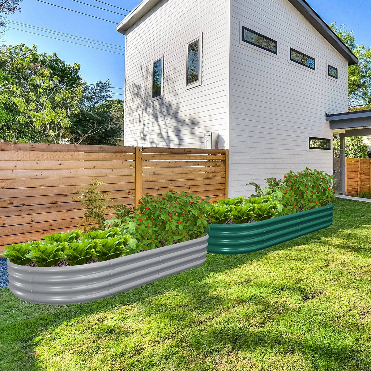 2 Pack 6x3x1FT Galvanized Raised Garden Bed Kit, Oval Metal Planter Box for Vegetables. Flowers, Herbs