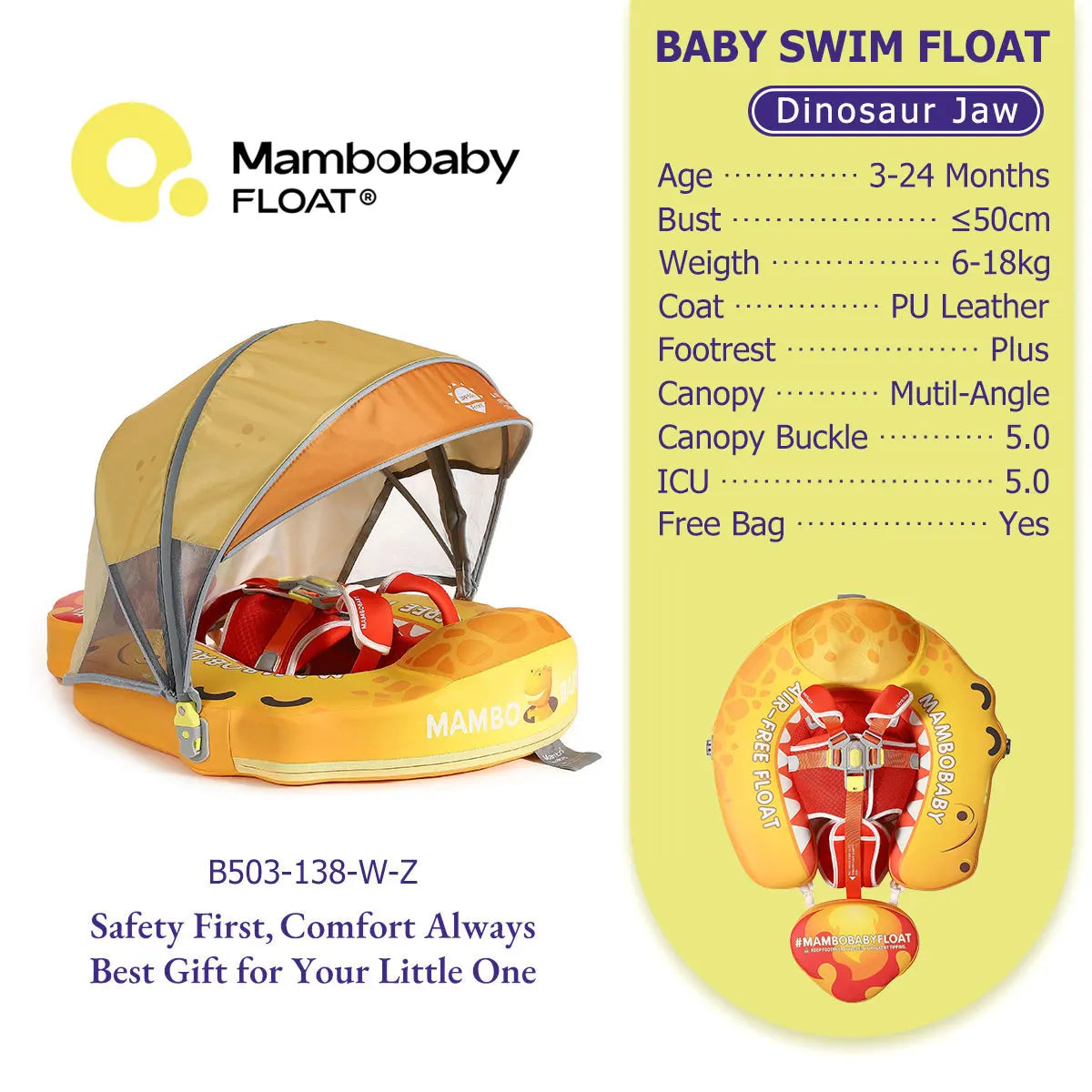 Non-Inflatable Baby Pool Float With Parasol for Adult Supervised Pool time with Littles