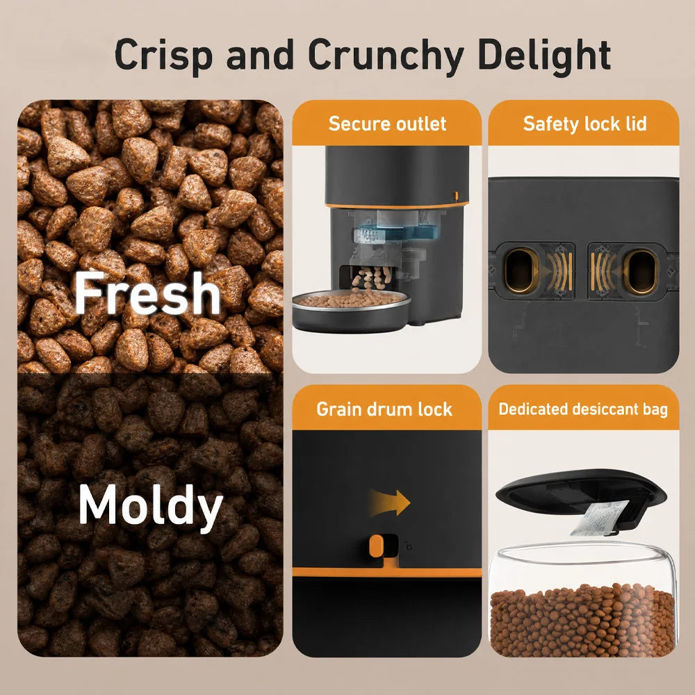 Nityers Automatic Pet Food Dispenser With Key Control Voice Recorder