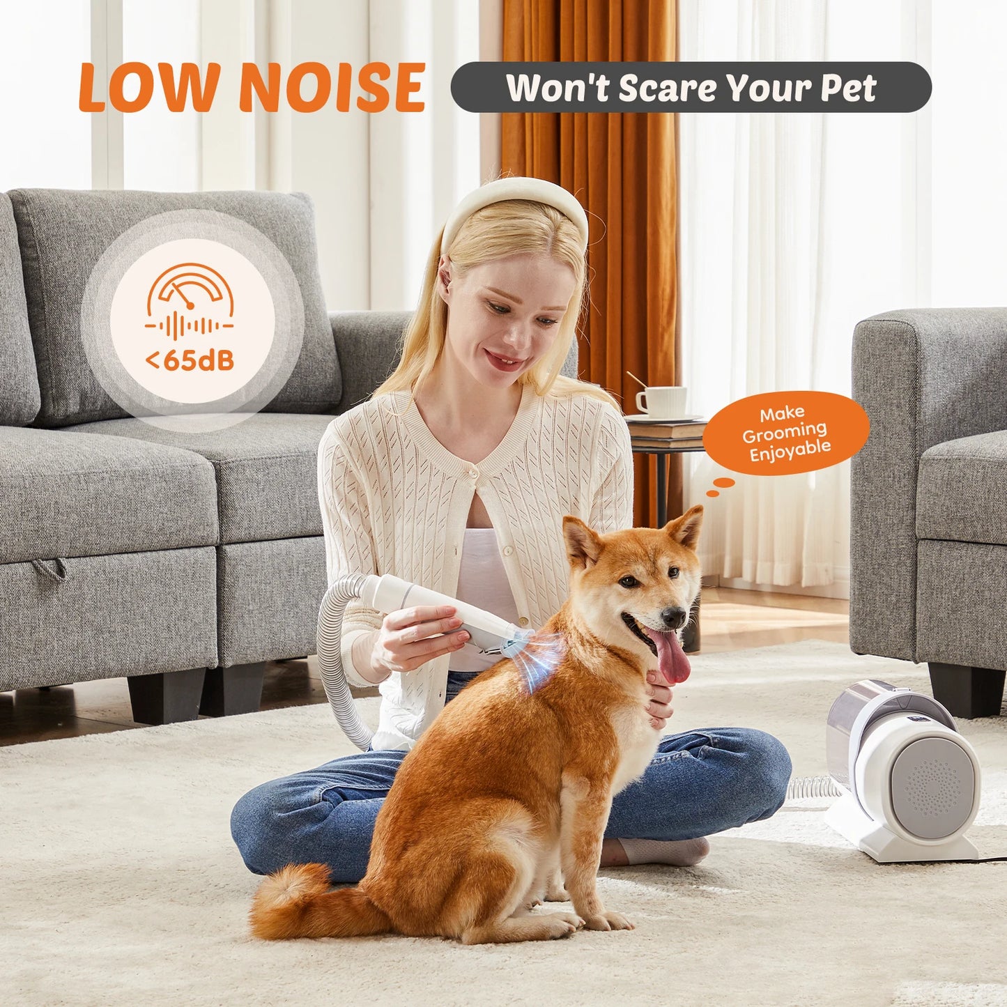 2.5L Professional Pet Grooming Vacuum Kit, 3 Suction Modes and 5 Groomer Tools with Cordless Low Noise Pet Clippers