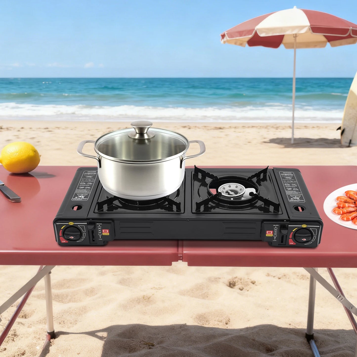 2 Burner Portable Gas Stove With Piezo Ignition And Case