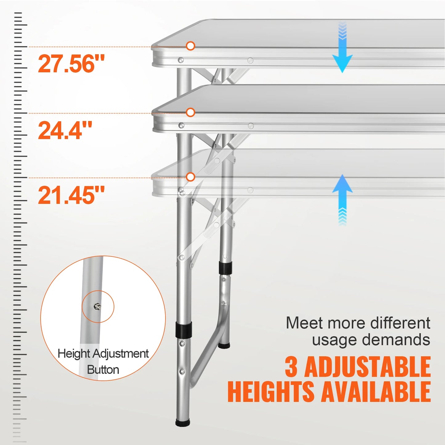 Weatherproof Camping Table With Quick Setup and Threefold Height Adjustability