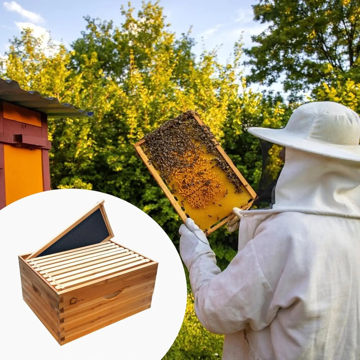 TWISTER.CK Deep Beehive Box With 100% Beeswax Frames