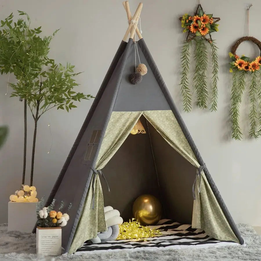 Tee Pee Style Play Tent for Quiet Play.  Foldable With Carry Case