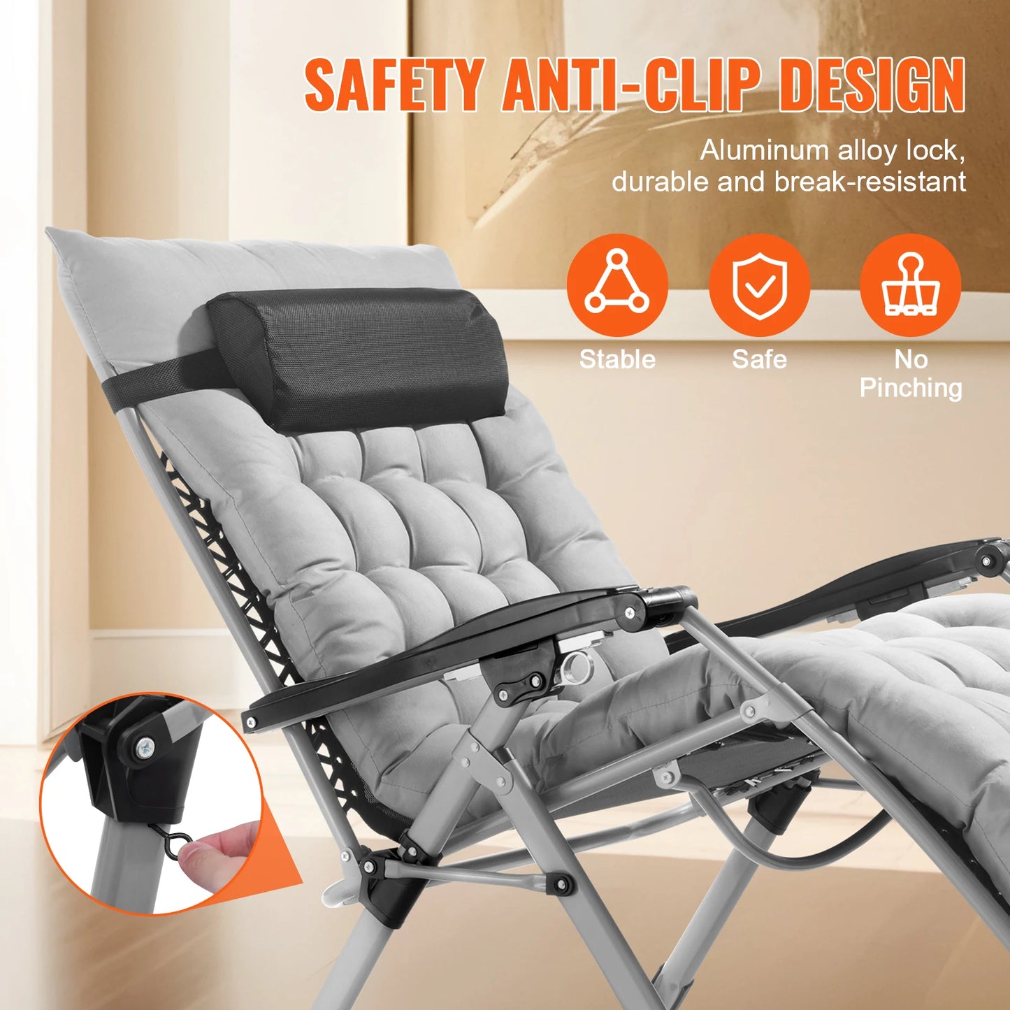 Zero Gravity Recliner -mLounge Chair, Adjustable with Cushion Footrest and Cupholder, for stylish patio decor and comfort you deserve.