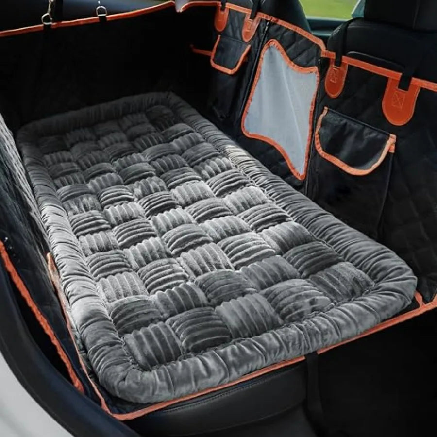 Backseat Pet Bed for Car, Plush Seat Cover, Non-Slip Travel Mat and Backseat Extender