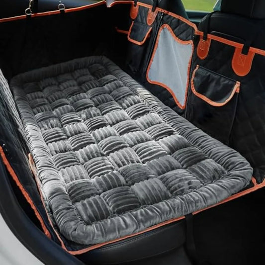Backseat Pet Bed for Car, Plush Seat Cover, Non-Slip Travel Mat and Backseat Extender
