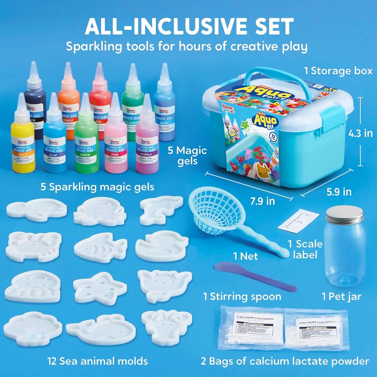 Water Gel Toy Kit with 10 Gel  Bottles for Kids that enjoy sensory play with hands.