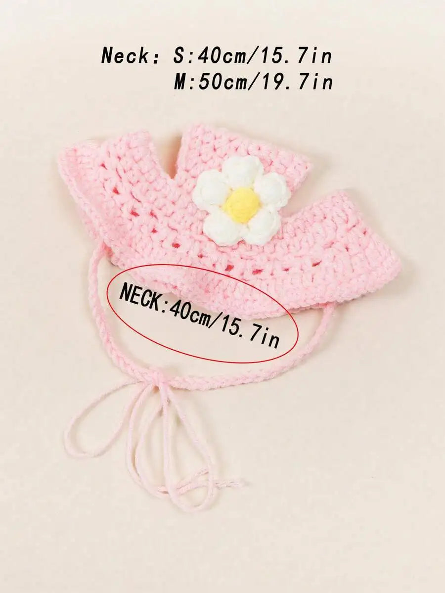 Knitted Pet Hat with Floral Trim for Small Dogs and Cats. Keeping your Critters Stylish!