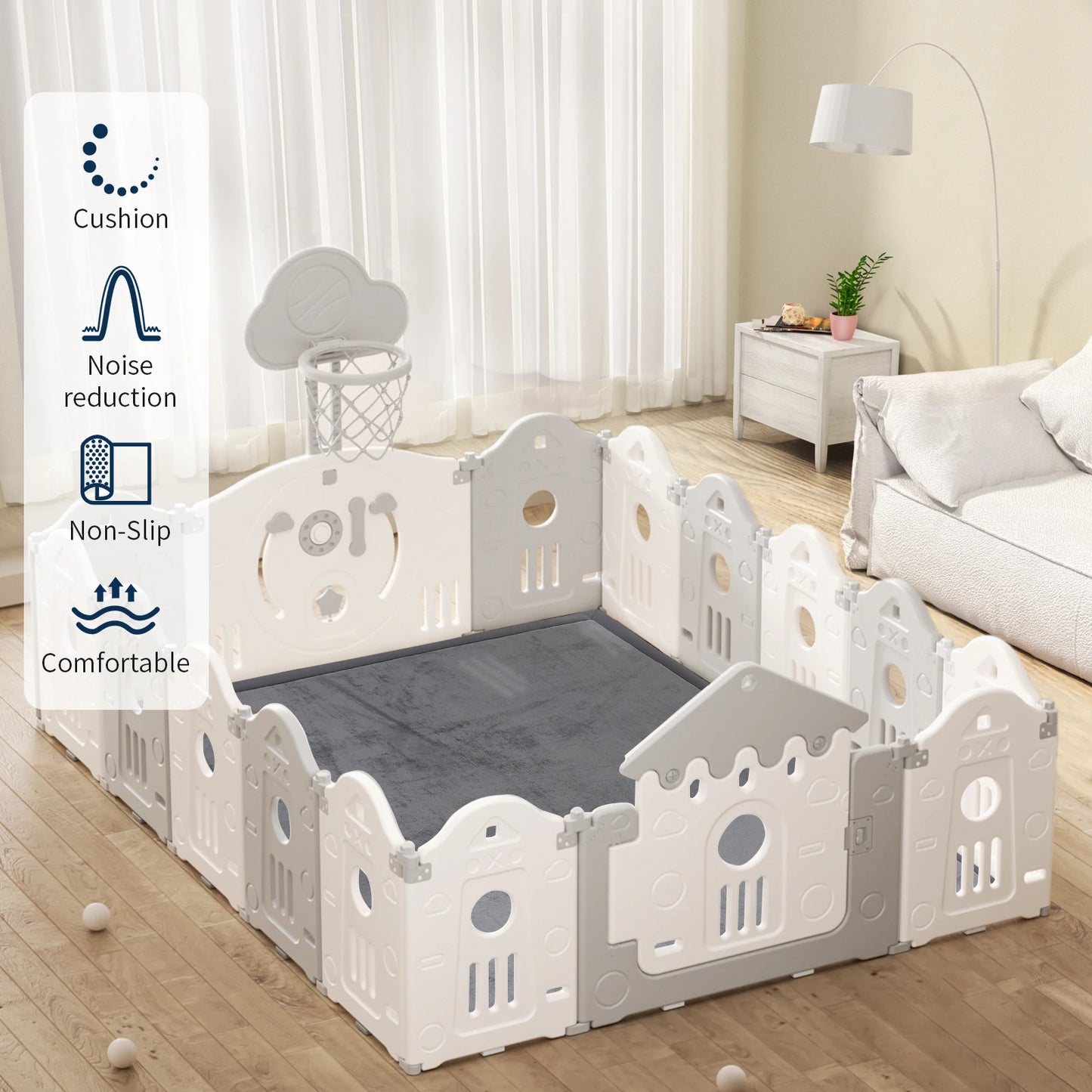 Soft Velvet Carpet with non-slip bottom to brighten a Living Space, Family Room or Nursery. Thick padding for comfort.