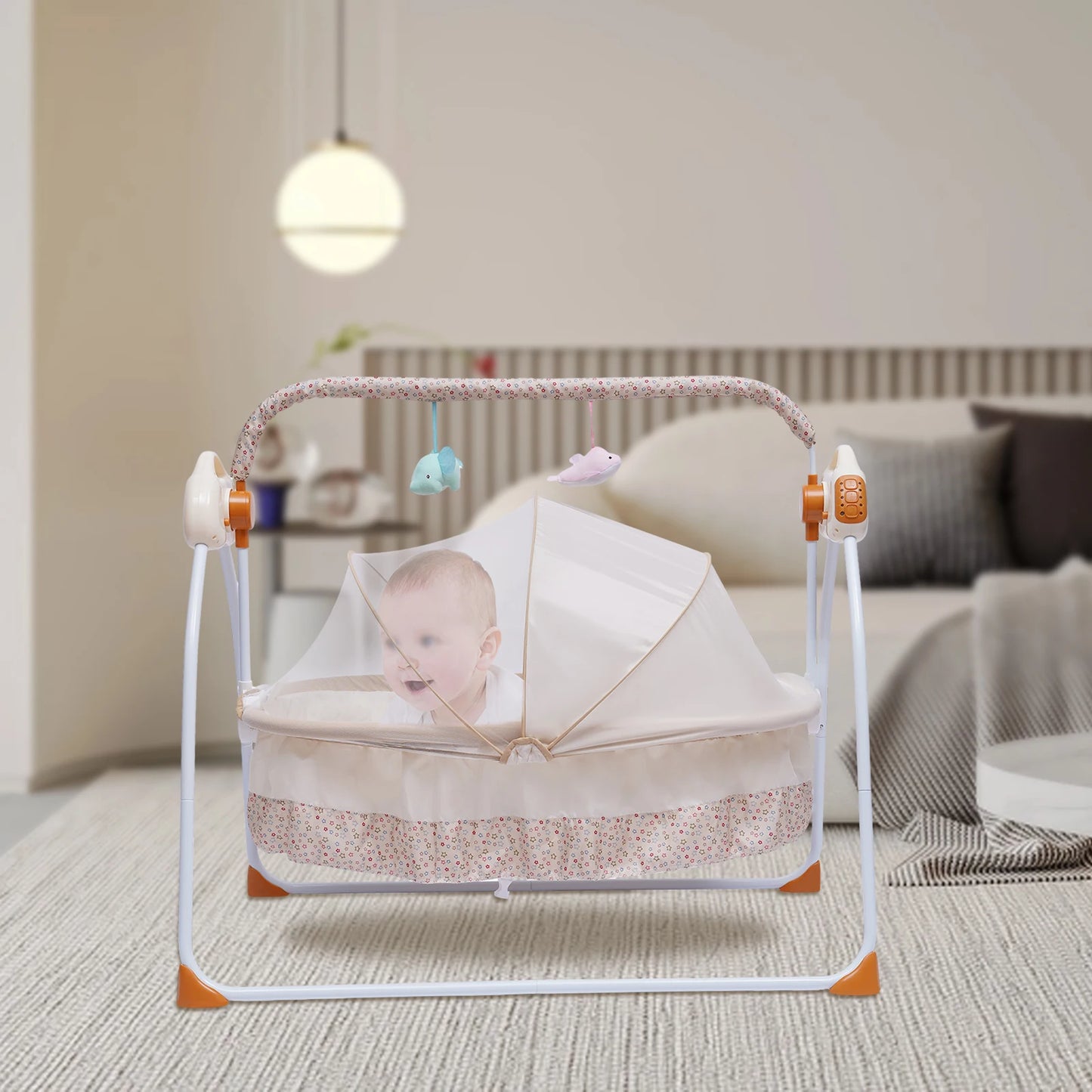 Cradle Swing For Baby with Auto Rocking, 5 Speeds, Bluetooth Music For Calming