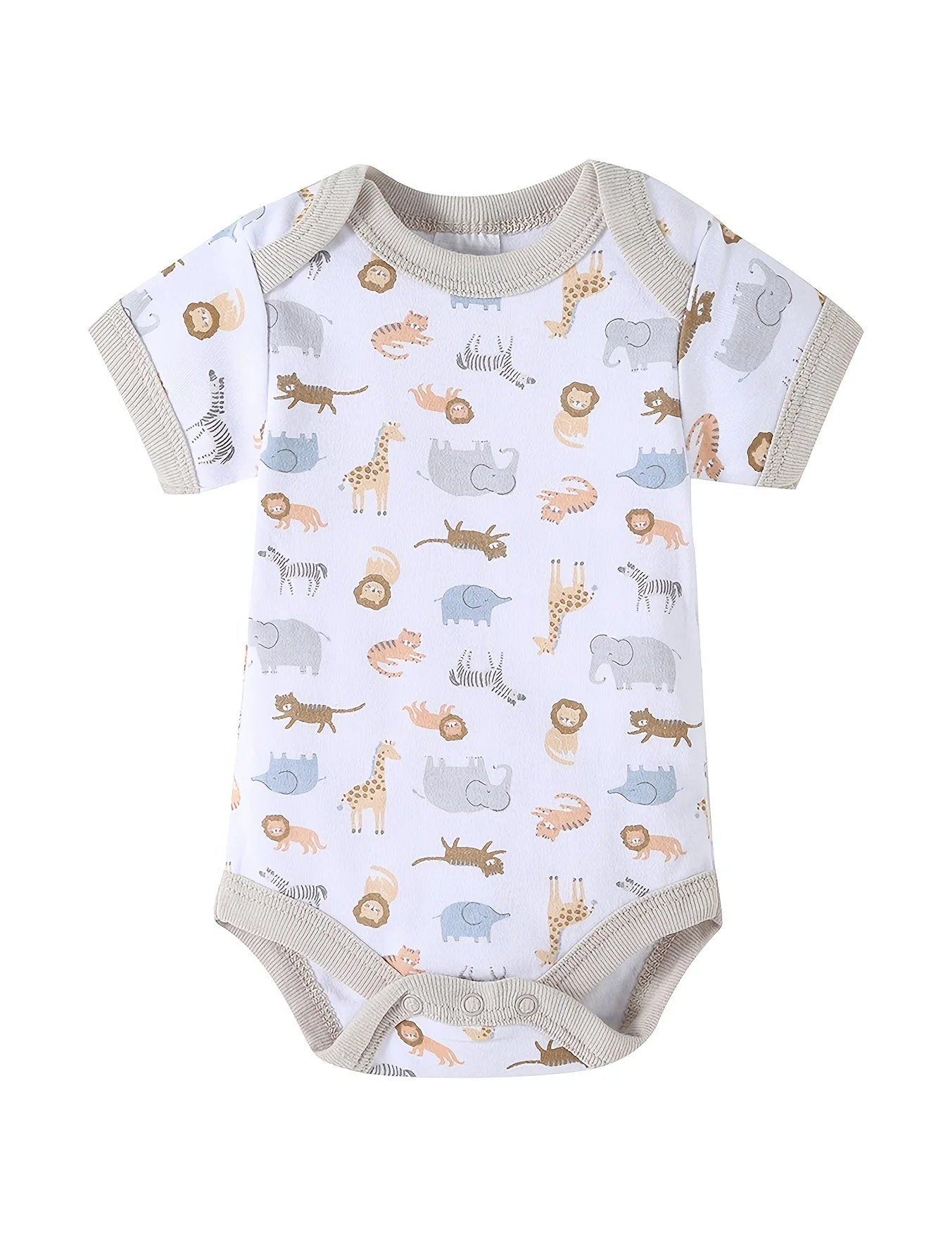 Soft Stretchy Rompers with Cute Prints (Elephant, Giraffe, "I Love Mom" Lettering) Incl. Long Romper, Hat, Bib, Socks, Pants, Jacket, Top And Bodysuit, for Outdoor Travel or Stroller Rides.