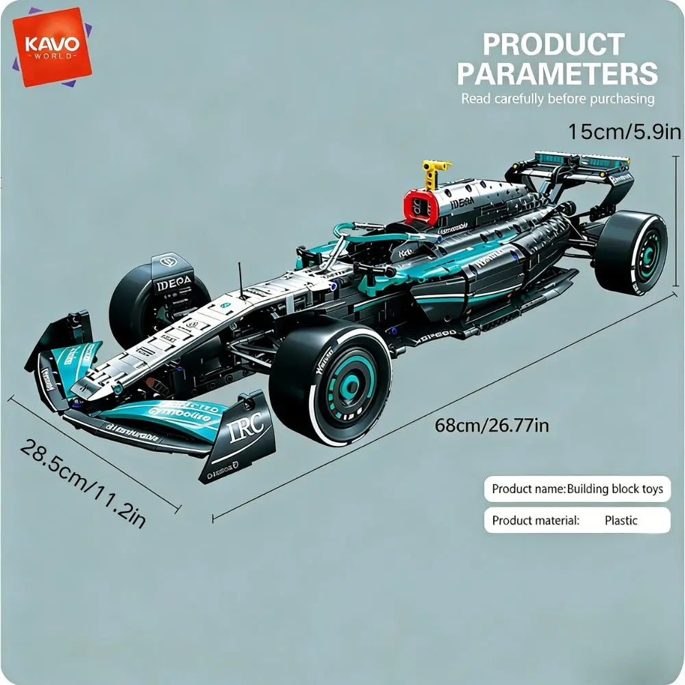 1:8 Scale Formula 1 Style Racing Car, Building Blocks Set for Pre-teens to Adult. Great Construction Set for Birthday or Holiday Gift.