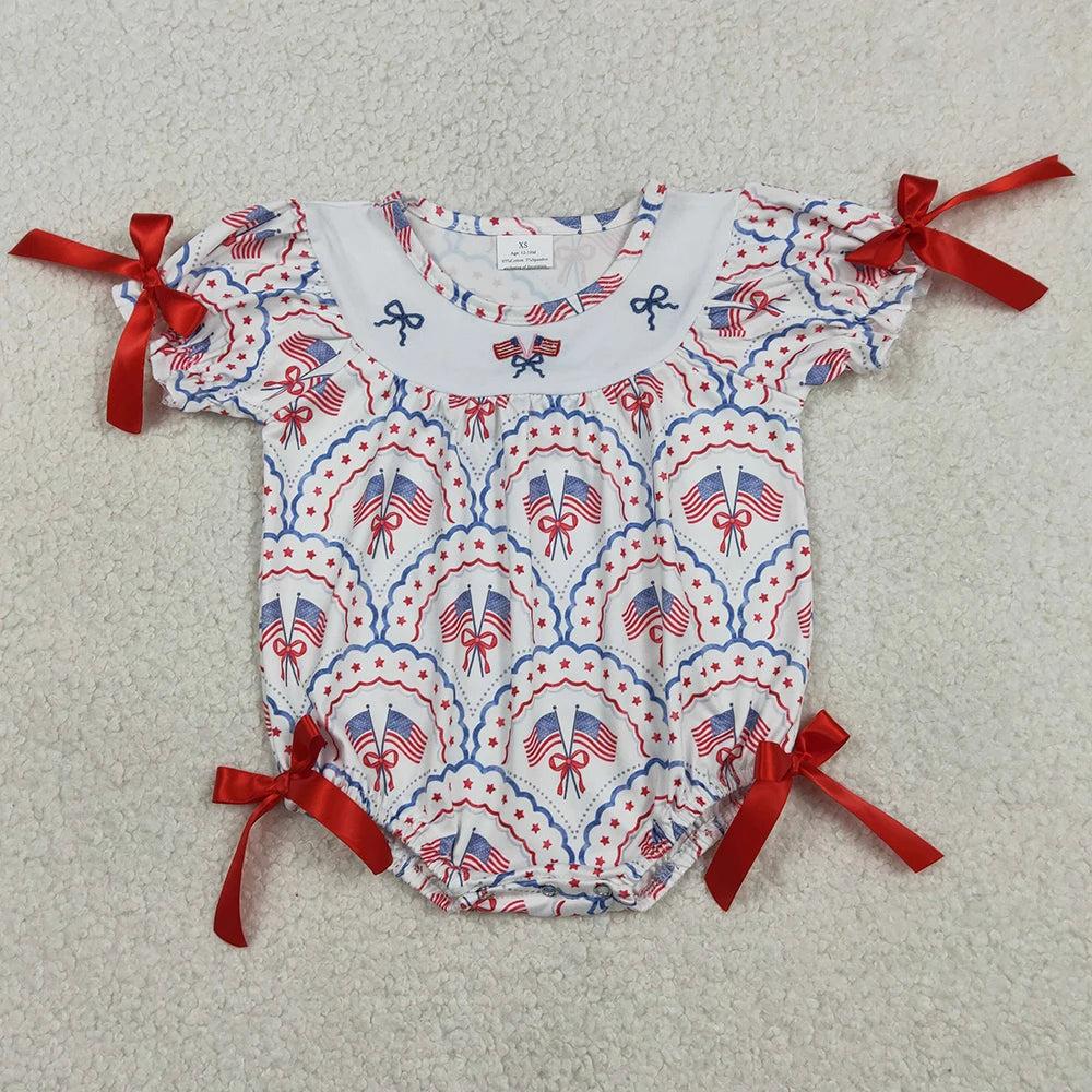Infant-Toddler Rompers, 4th of July Theme, Sibling Clothes, for girls. Dress the family for the 4th of July celebrations.