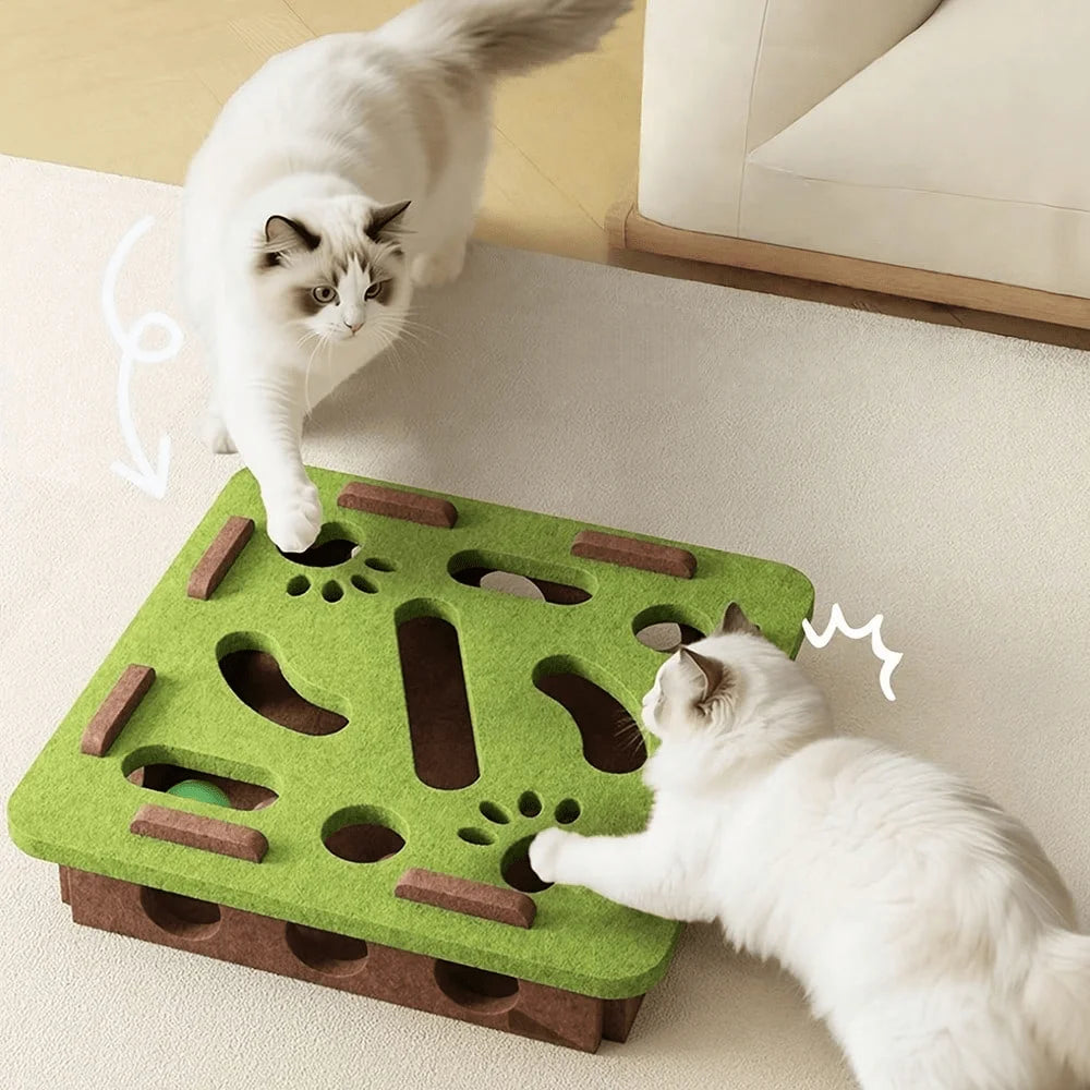 New Interactive Cat Toy, Cat Puzzle Toy With Maze And Bell Ball, Durable Felt Material, Battery-Free, Suitable For Indoor Cats