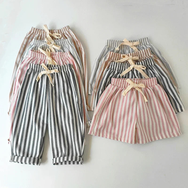 Unisex Kids Linen Cotton Shorts For Summer Casual Wear