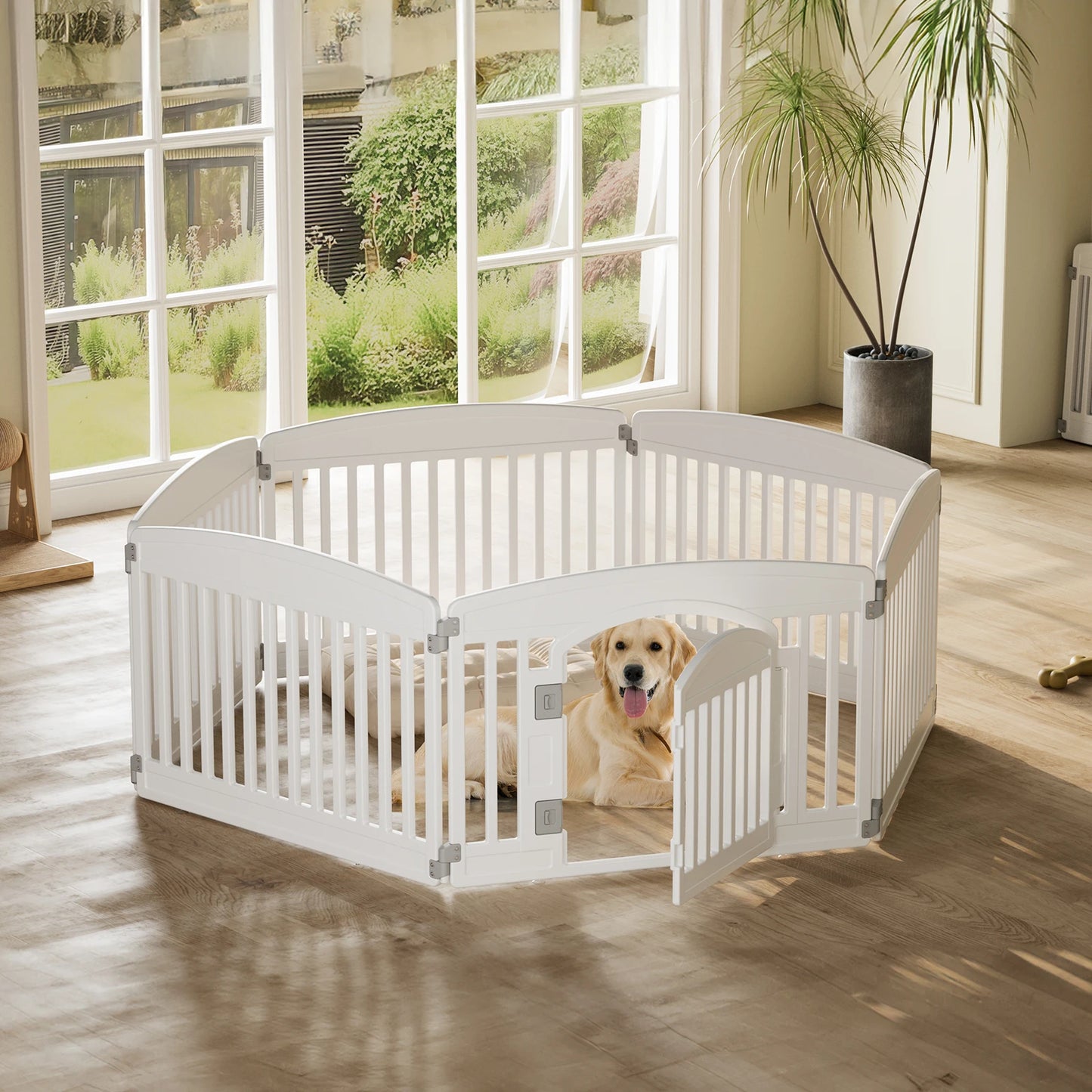 Plastic Dog Playpen For Indoor Outdoor Safe Space for Pets,  Folding Portable Expandable