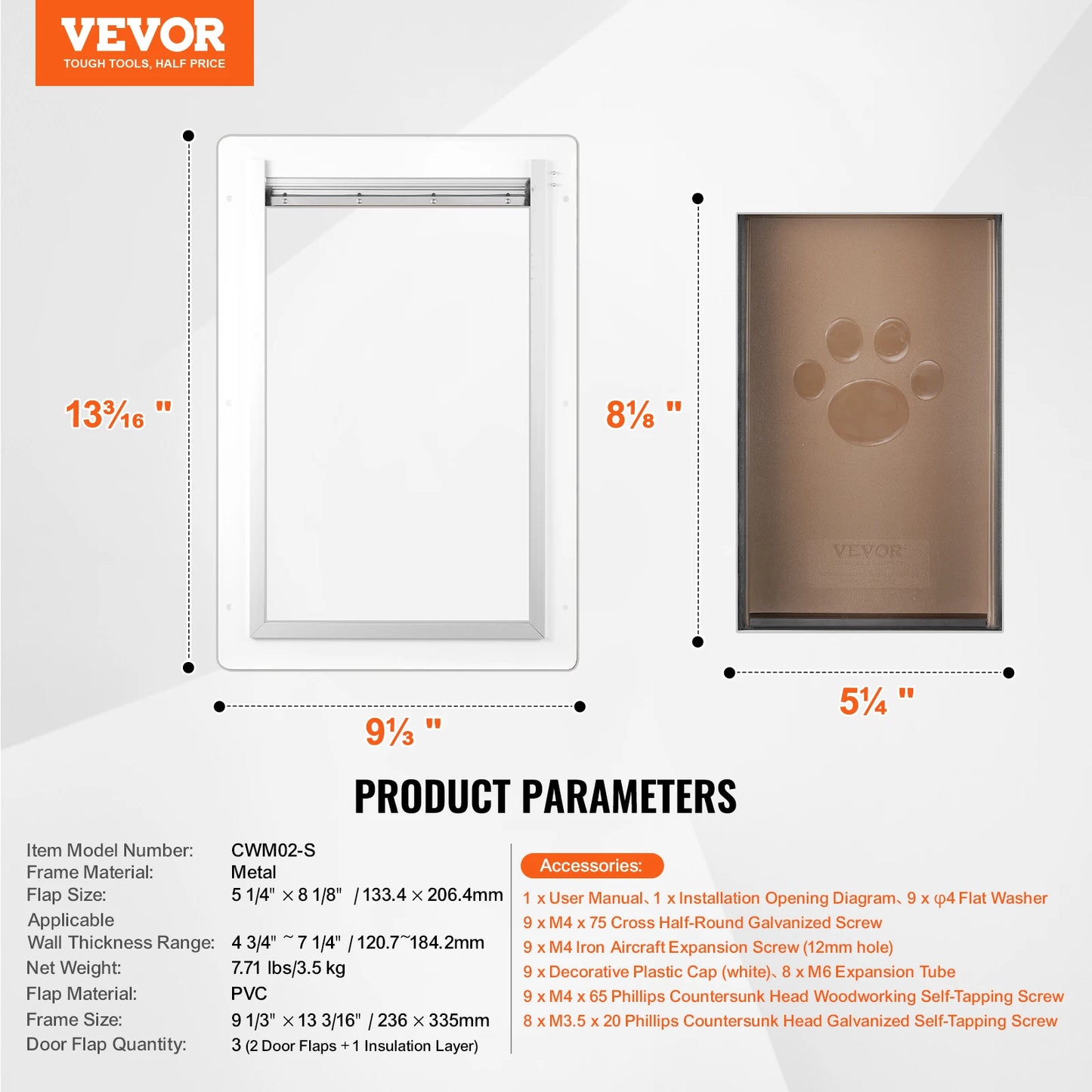 Pet Door With Metal Frame Lock Three Flap System Weatherproof