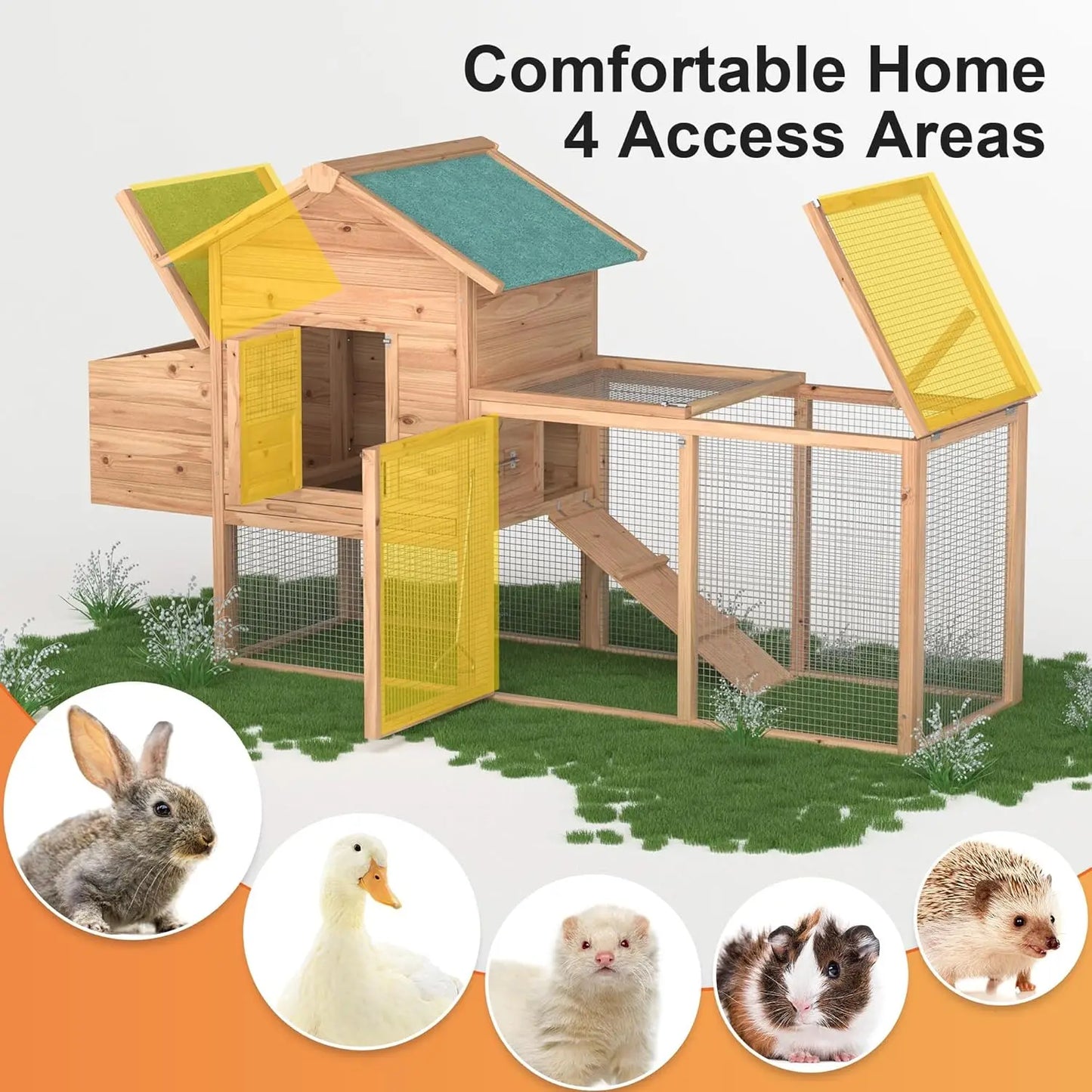 Outdoor Chicken Coop For 2-4 Chickens Wooden Hen House