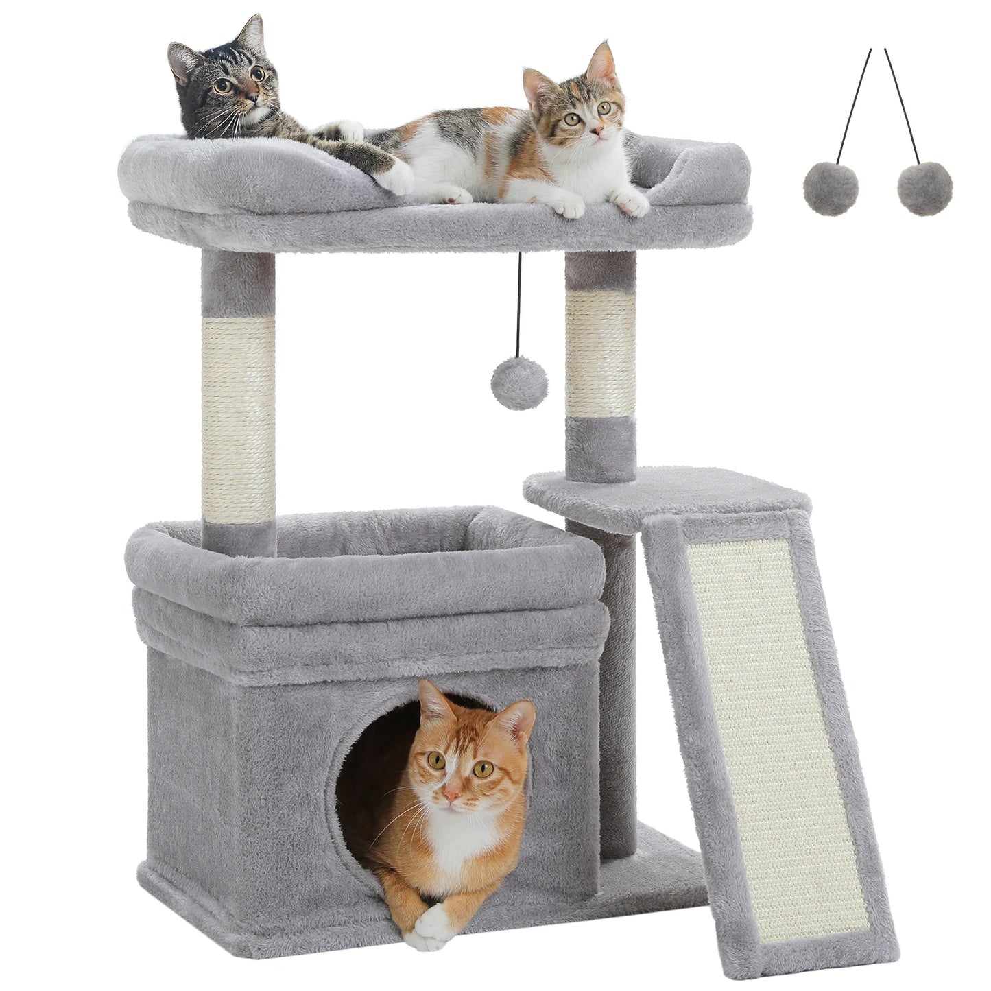 2 Story Cat Tree With Sisal Scratching Post for places to rest and observe for 2 Cat families