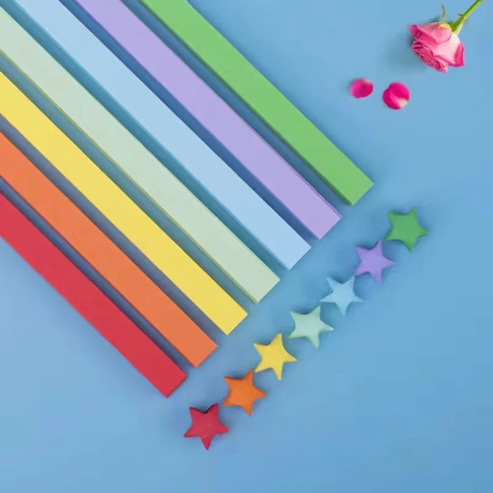540 Sheets Rainbow Gradient Origami Paper, Double Sided Star Folding Strips for kids and family craft times.