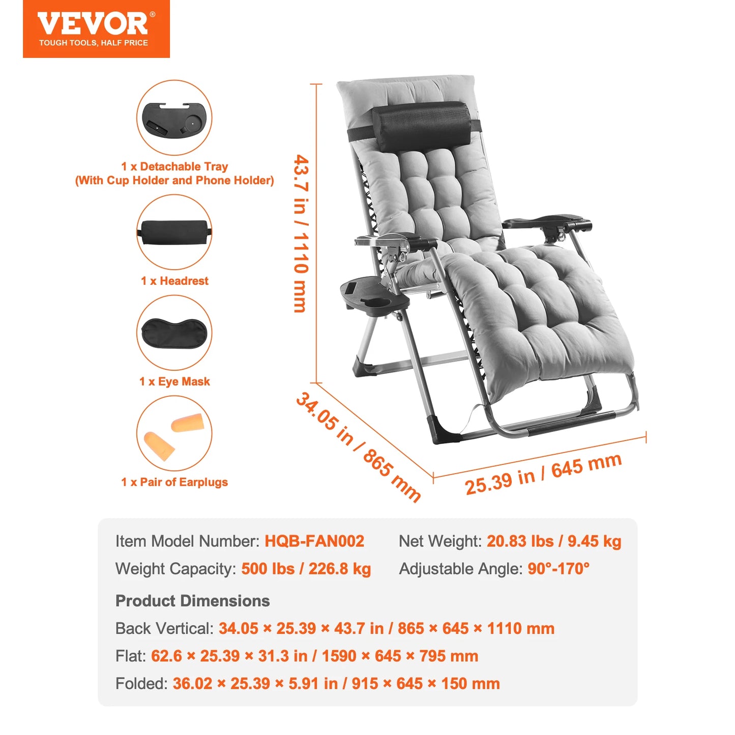 Zero Gravity Recliner -mLounge Chair, Adjustable with Cushion Footrest and Cupholder, for stylish patio decor and comfort you deserve.