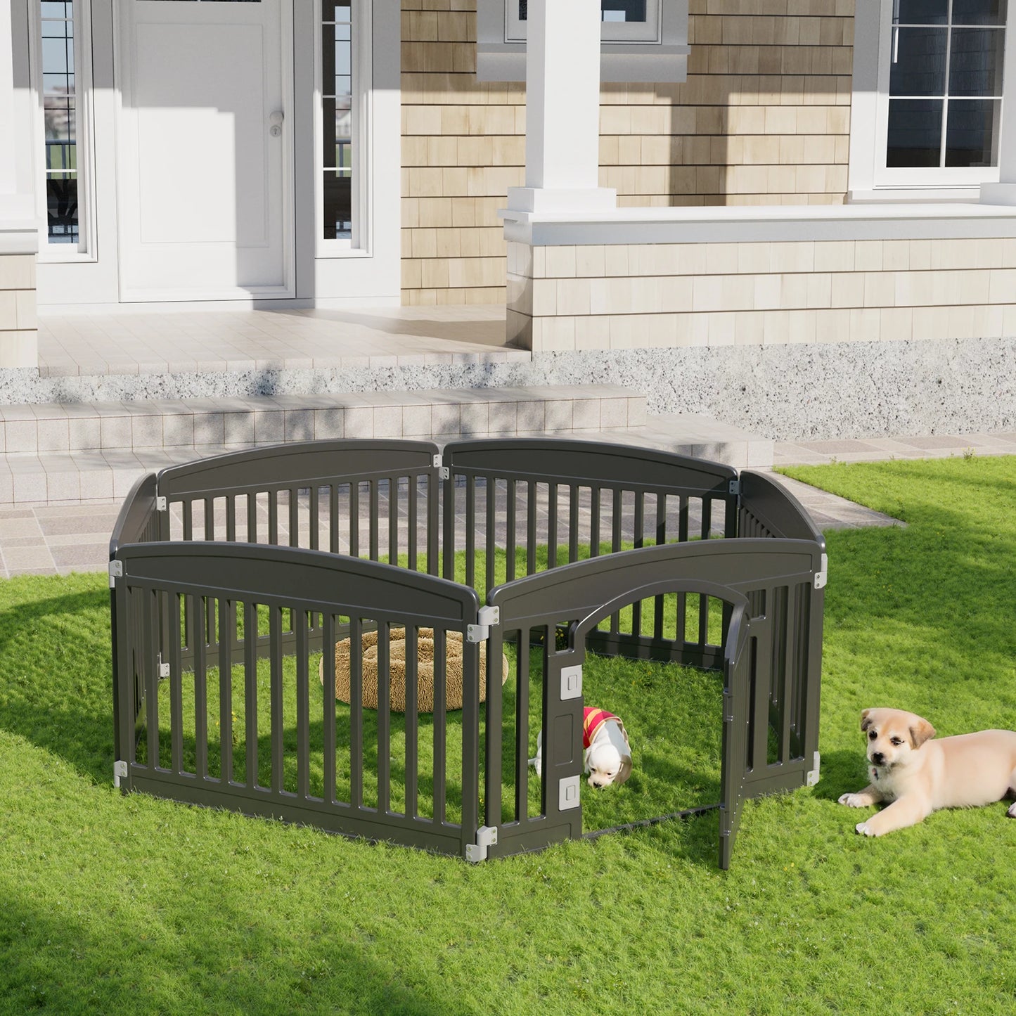 Plastic Dog Playpen For Indoor Outdoor Safe Space for Pets,  Folding Portable Expandable