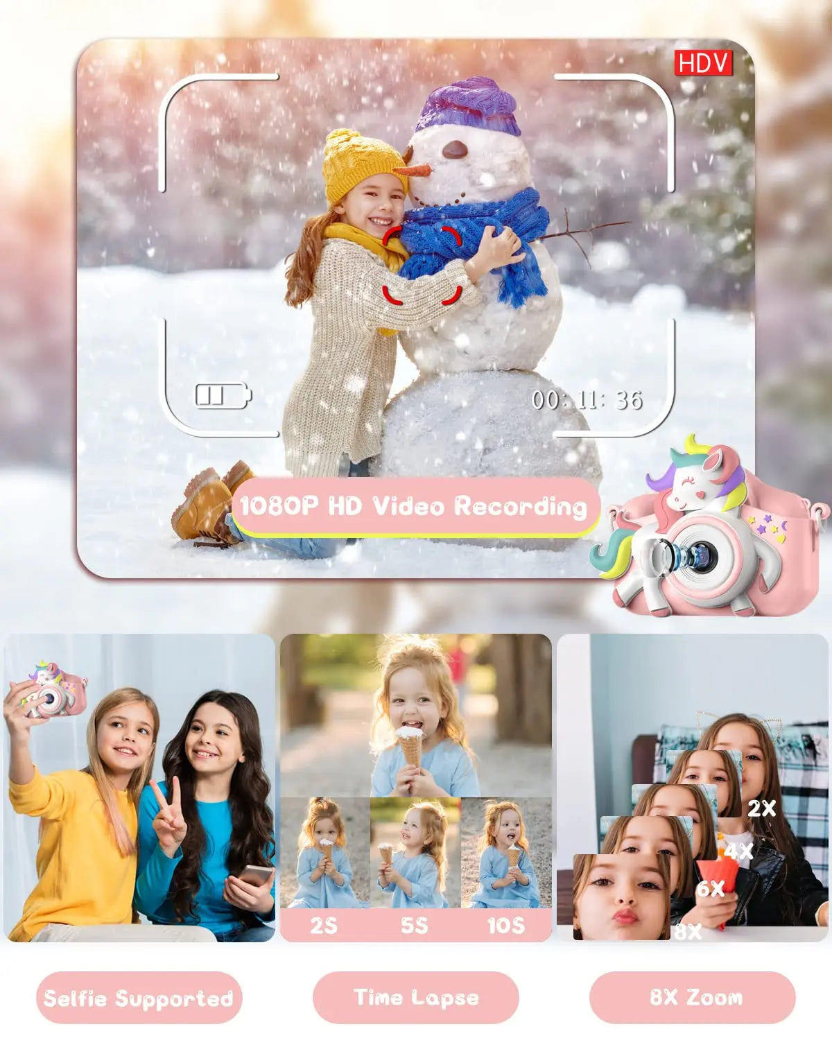 Kids Mini Camera, 20.0 MP 1080P HD Digital Camera, 2.0" Screen Camcorder Toy with 32GB Card for 6-12 Year Olds, Makes a great Holiday or Birthday Gift