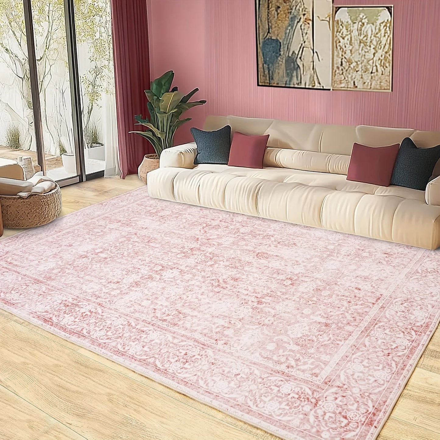 Vintage Floral Area Rug, Washable adding Charm to any Room