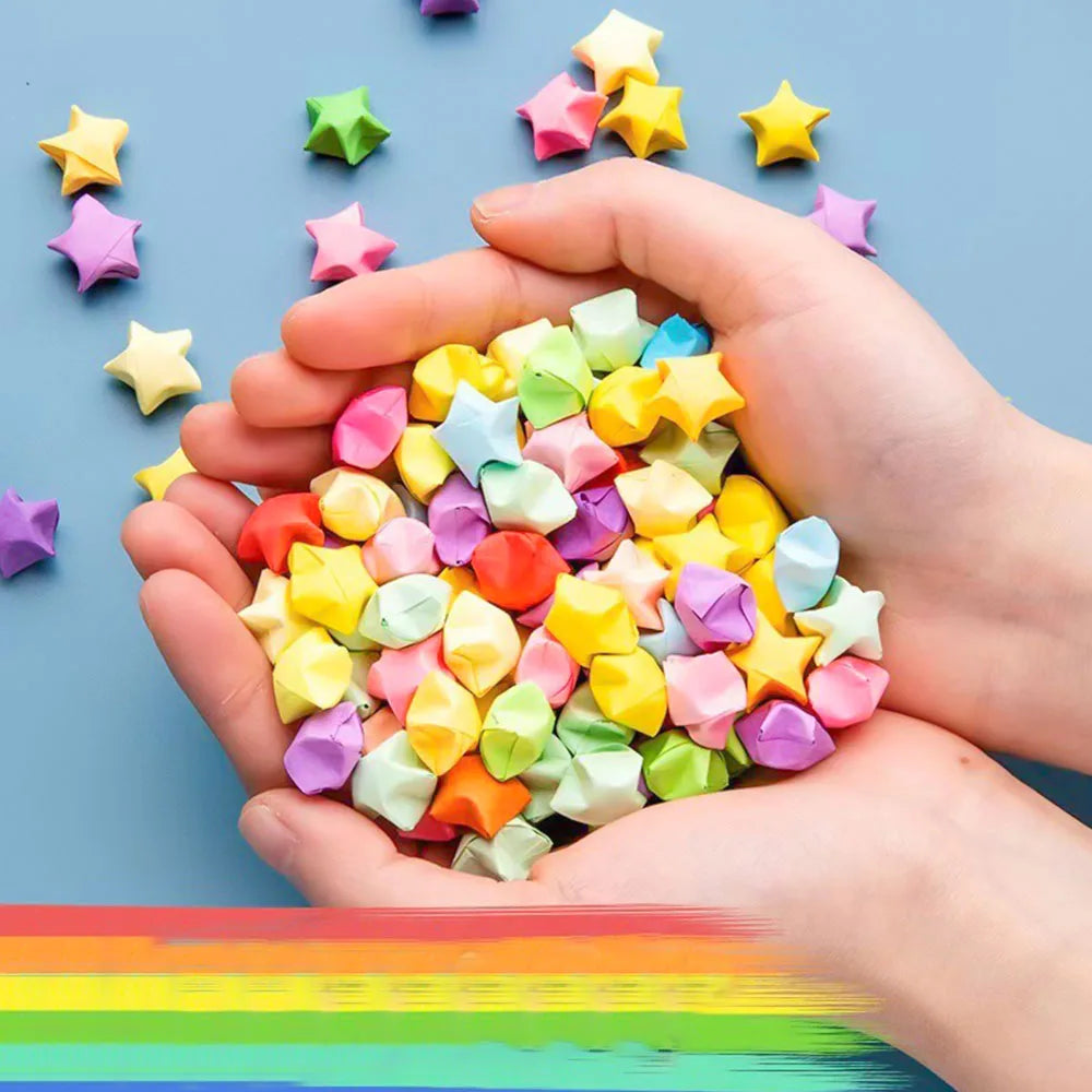 540 Sheets Rainbow Gradient Origami Paper, Double Sided Star Folding Strips for kids and family craft times.