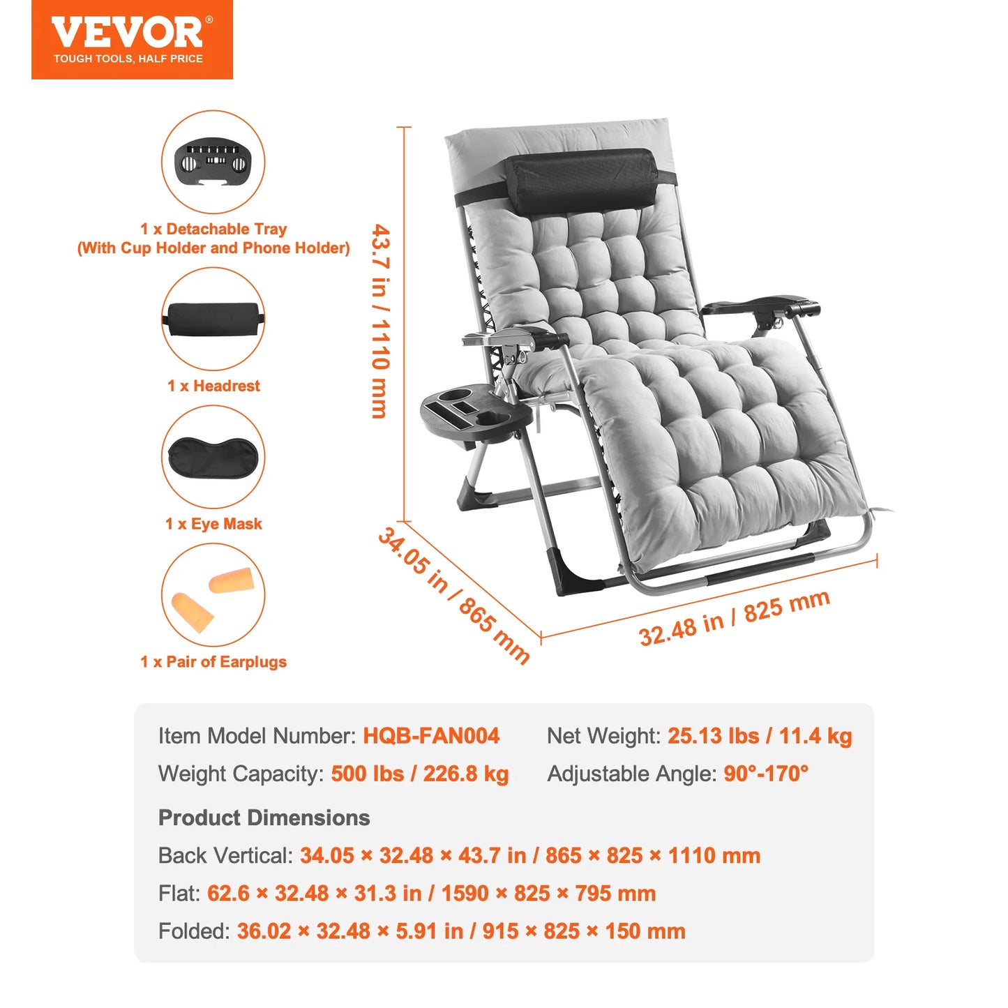 Zero Gravity Recliner -mLounge Chair, Adjustable with Cushion Footrest and Cupholder, for stylish patio decor and comfort you deserve.