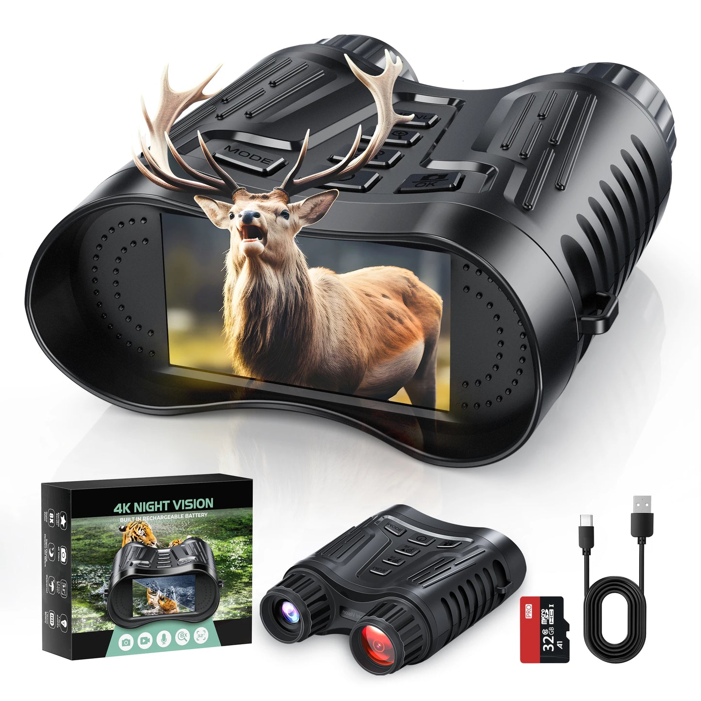 Night Vision Binoculars 8X Digital Zoom IR Illuminator with USB to save data to your Laptop