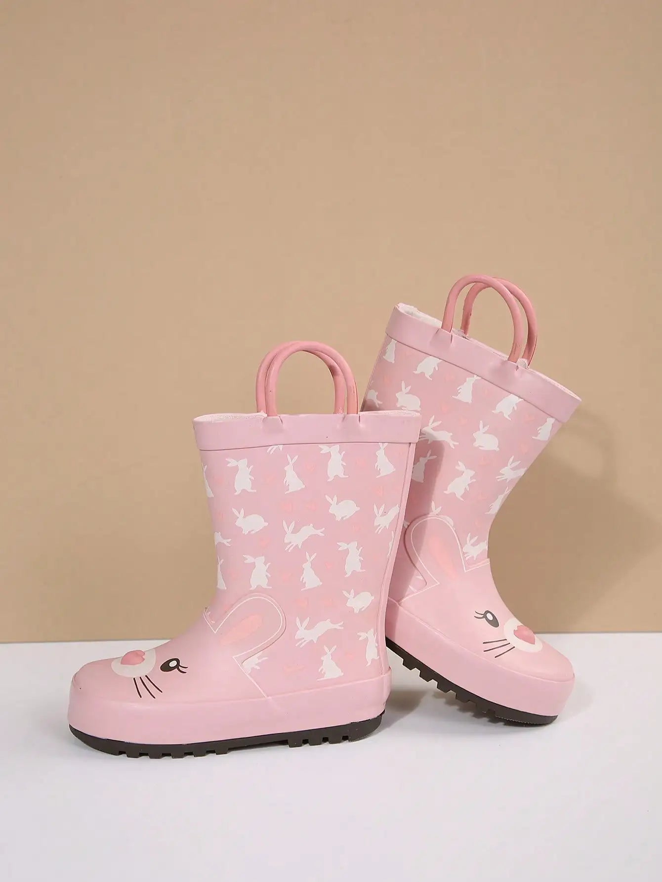 Cute Waterproof Puddle Boots For Toddler Boys And Girls, Lightweight Anti-Slip Rain Boots with Easy Pull-On Handles for Outdoor Play