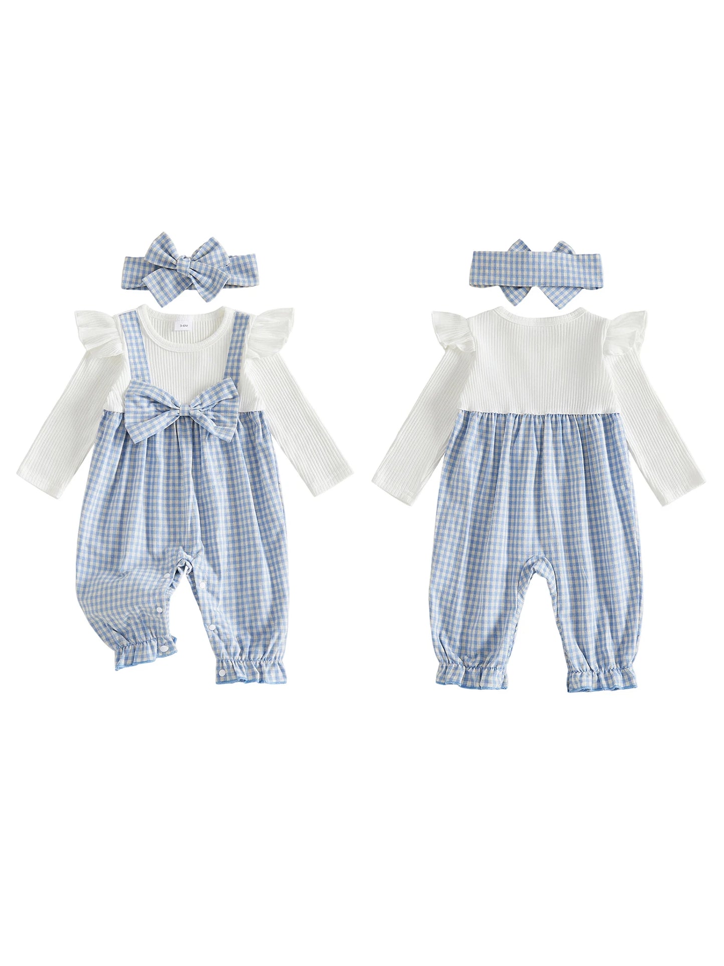Cute Baby Girl's Jumpsuit with Headband. Girls Fall Outfit for Special Occasions.