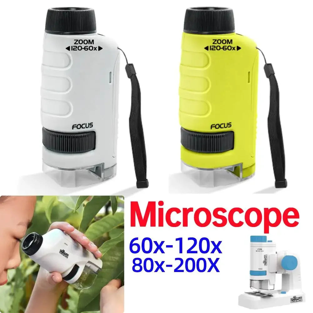 Handheld Microscope Kit With LED Light For Learning in the Great Outdoors, uses batteries for best hands-on discovery
