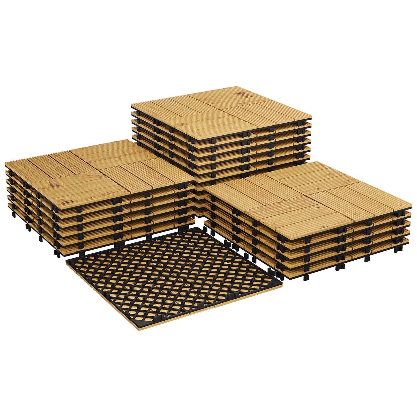 HiMISS Acacia Wood Deck Tiles For Outdoor Patio And Walkway