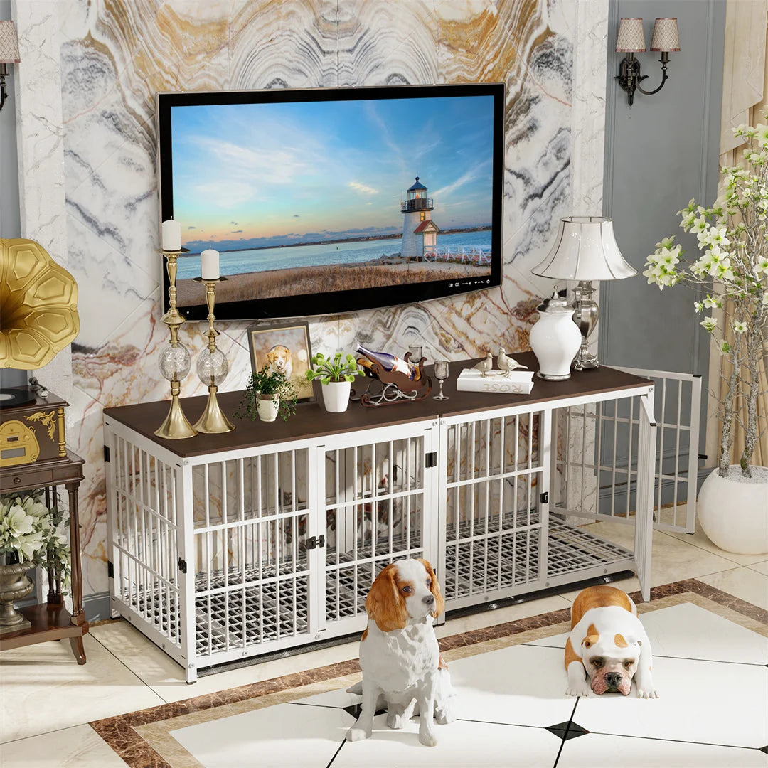Furniture Style Dog Crate End Table With Three Doors to  make any Pet Owner's Room an Upgrade
