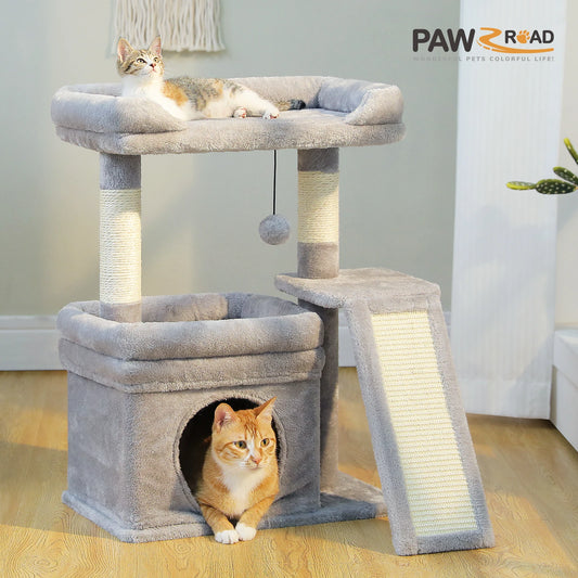 2 Story Cat Tree With Sisal Scratching Post for places to rest and observe for 2 Cat families