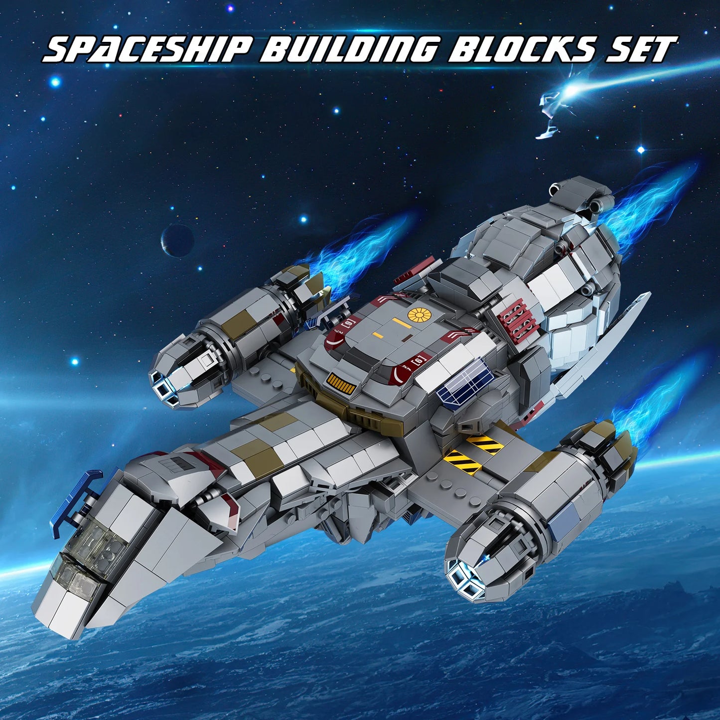 Spaceship Building Blocks Shuttle with Display Stand for kids, families and Space Fans(1345 Pieces).