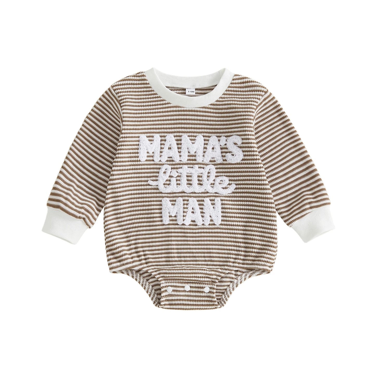 Long Sleeve Fall-Stripe Romper, Waffled Bodysuit for Your Cute Little Guy