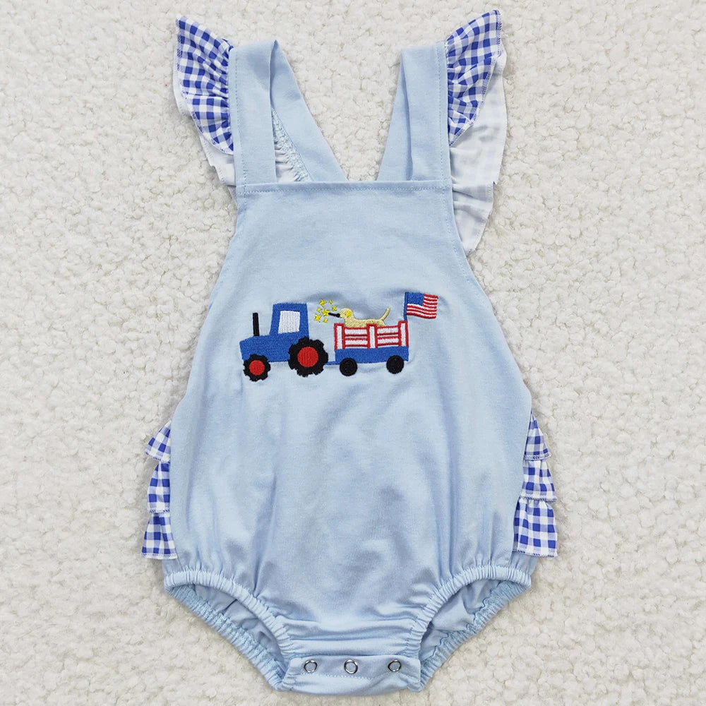 Infant-Toddler Rompers, 4th of July Theme, Sibling Clothes, for girls. Dress the family for the 4th of July celebrations.