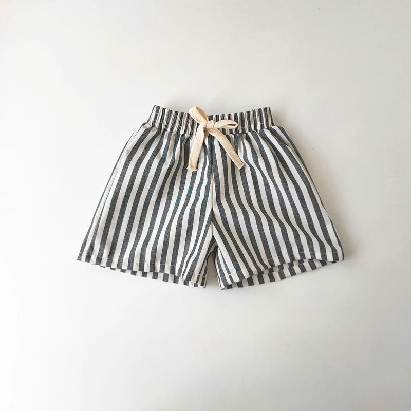 Unisex Kids Linen Cotton Shorts For Summer Casual Wear