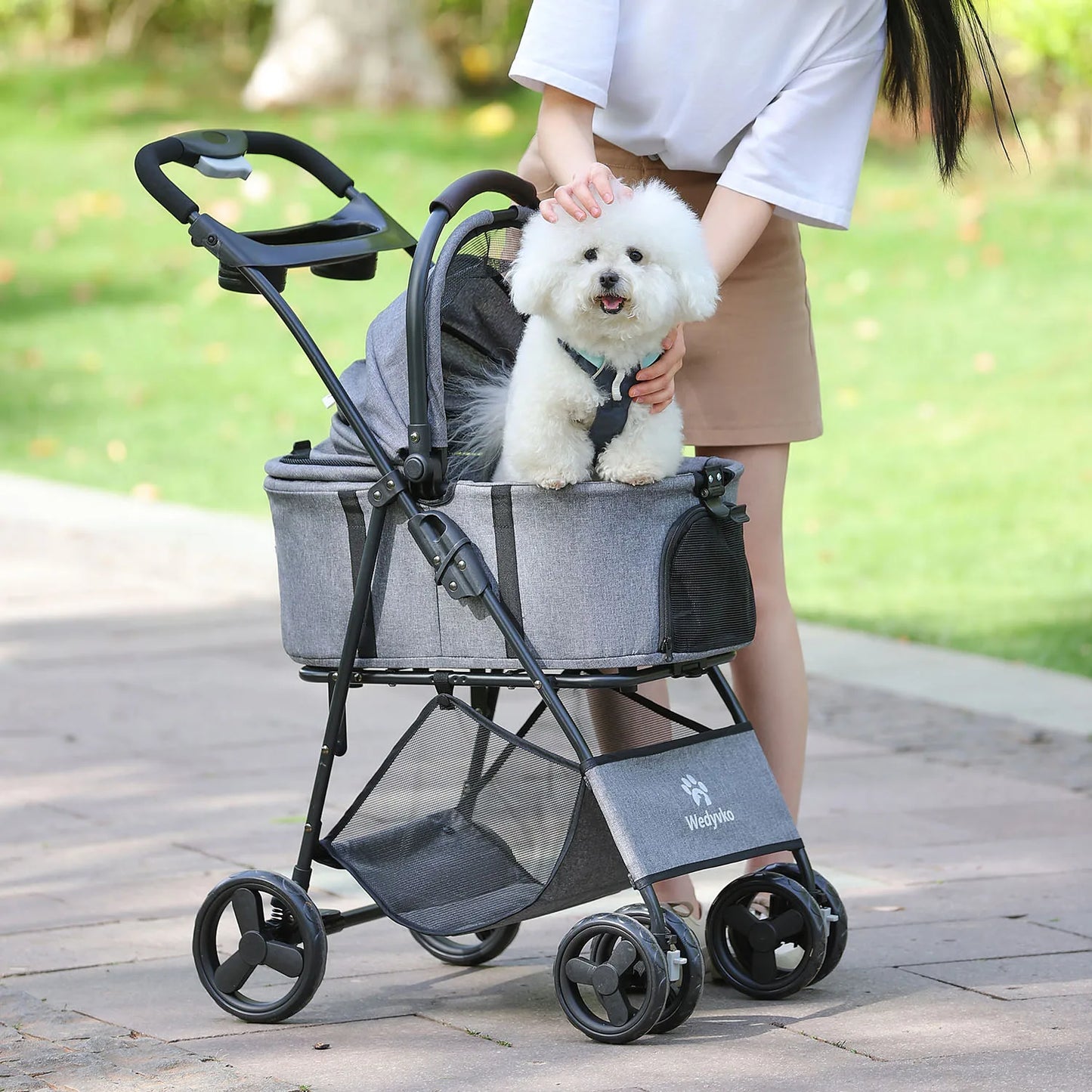 All-Terrain Pet Stroller With Removable Carrier for Enjoying the Outdoors with an Aging Pet