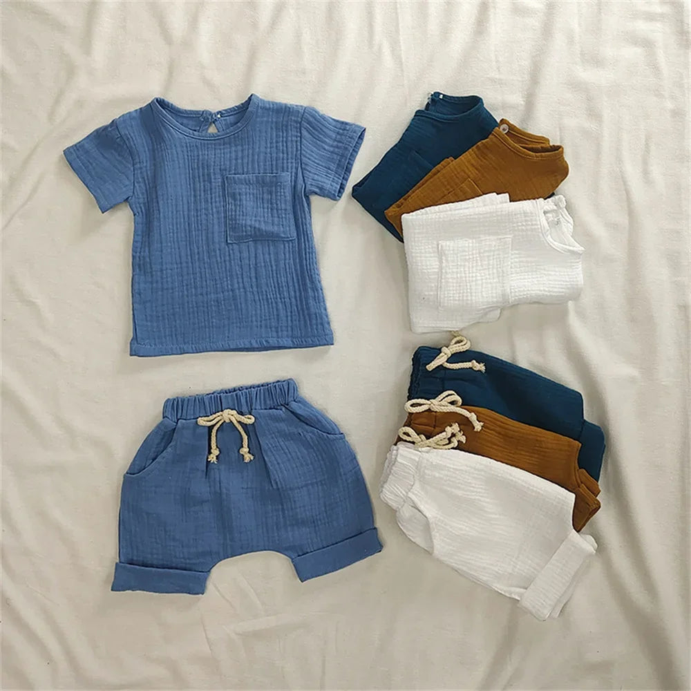 Cotton Baby Outfit Set Unisex Romper T Shirts Shorts