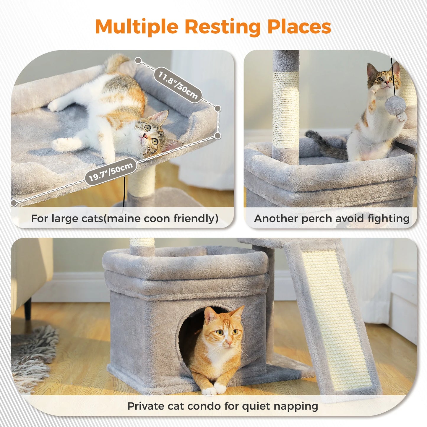 2 Story Cat Tree With Sisal Scratching Post for places to rest and observe for 2 Cat families