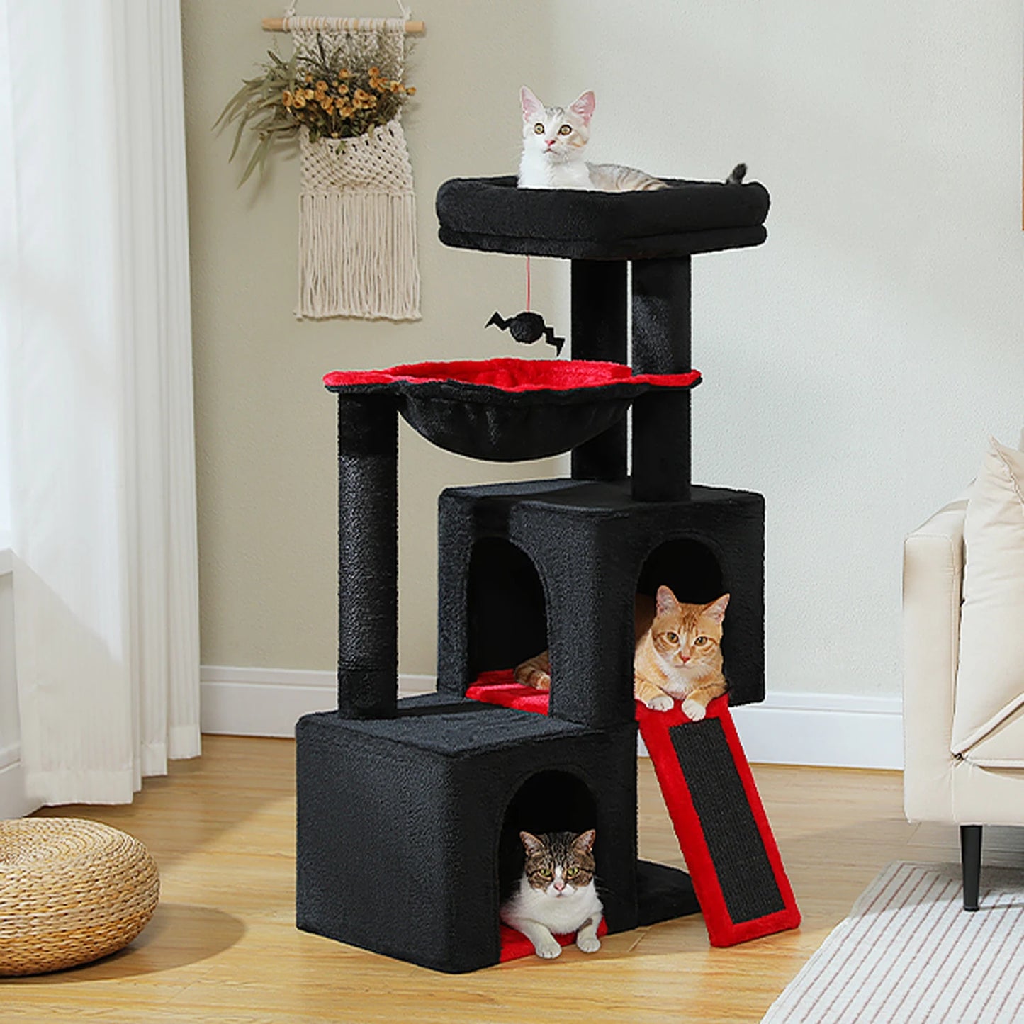 Indoor Multi-Level Cat Tower With Sisal Scratching Pads for exercise, resting, observing